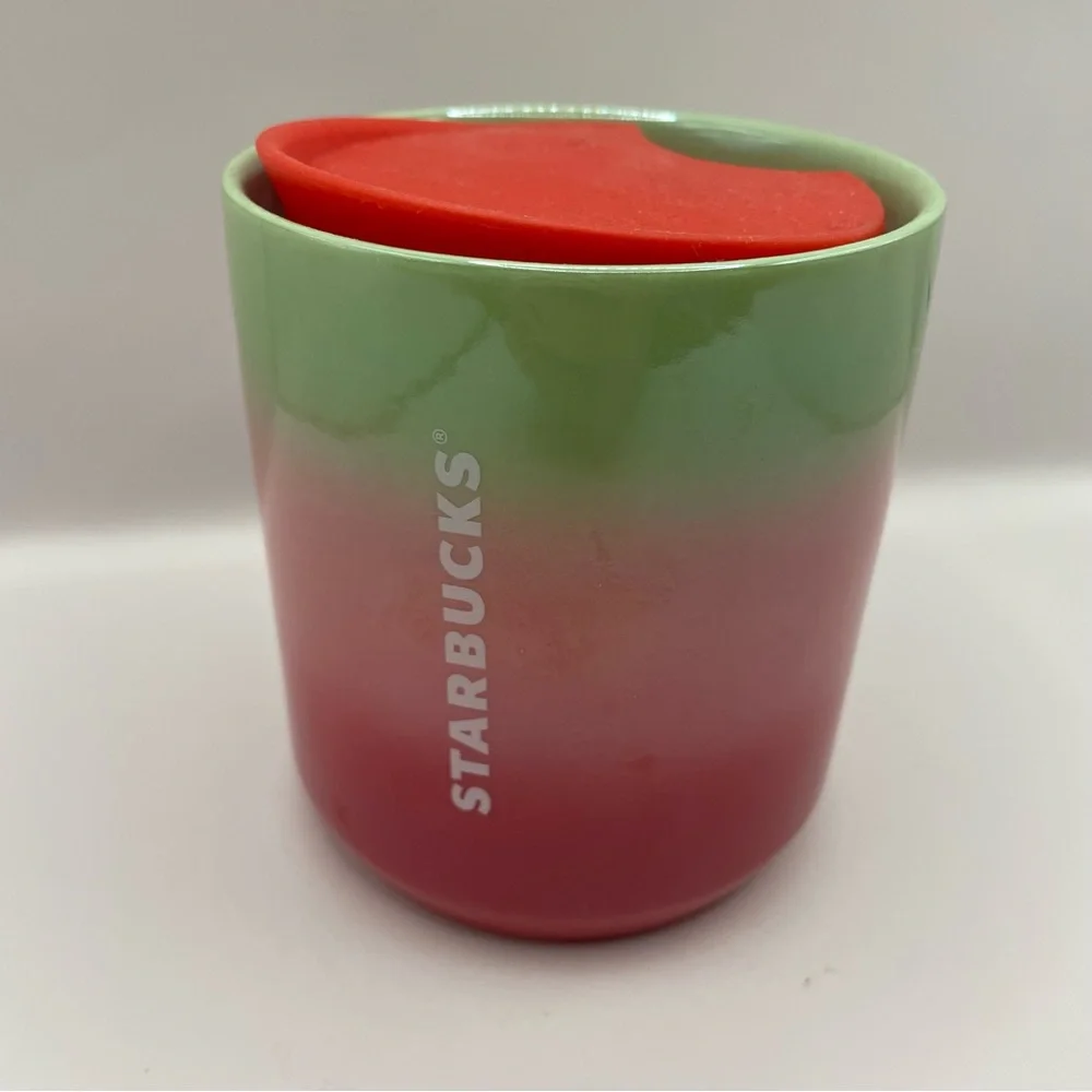 Starbucks Green-Pink-Red Ombre Watermelon 8-oz Travel Tumbler w/Lid